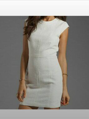Theory Orinthia Jacquard Sheath Mini Dress Sz 12‎ GUC White